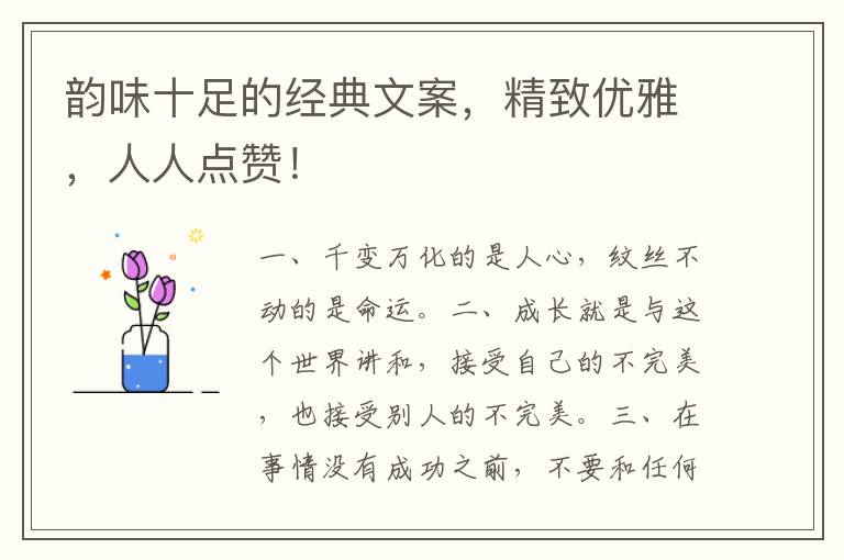 韵味十足的经典文案,精致优雅,人人点赞!