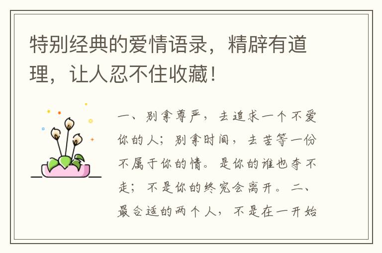 特别经典的爱情语录,精辟有道理,让人忍不住收藏!
